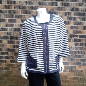 Silk Land blue and white stripe jacket